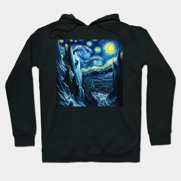 Ice Climbing Night - Winter Sports Hoodie by Edd Paint Something